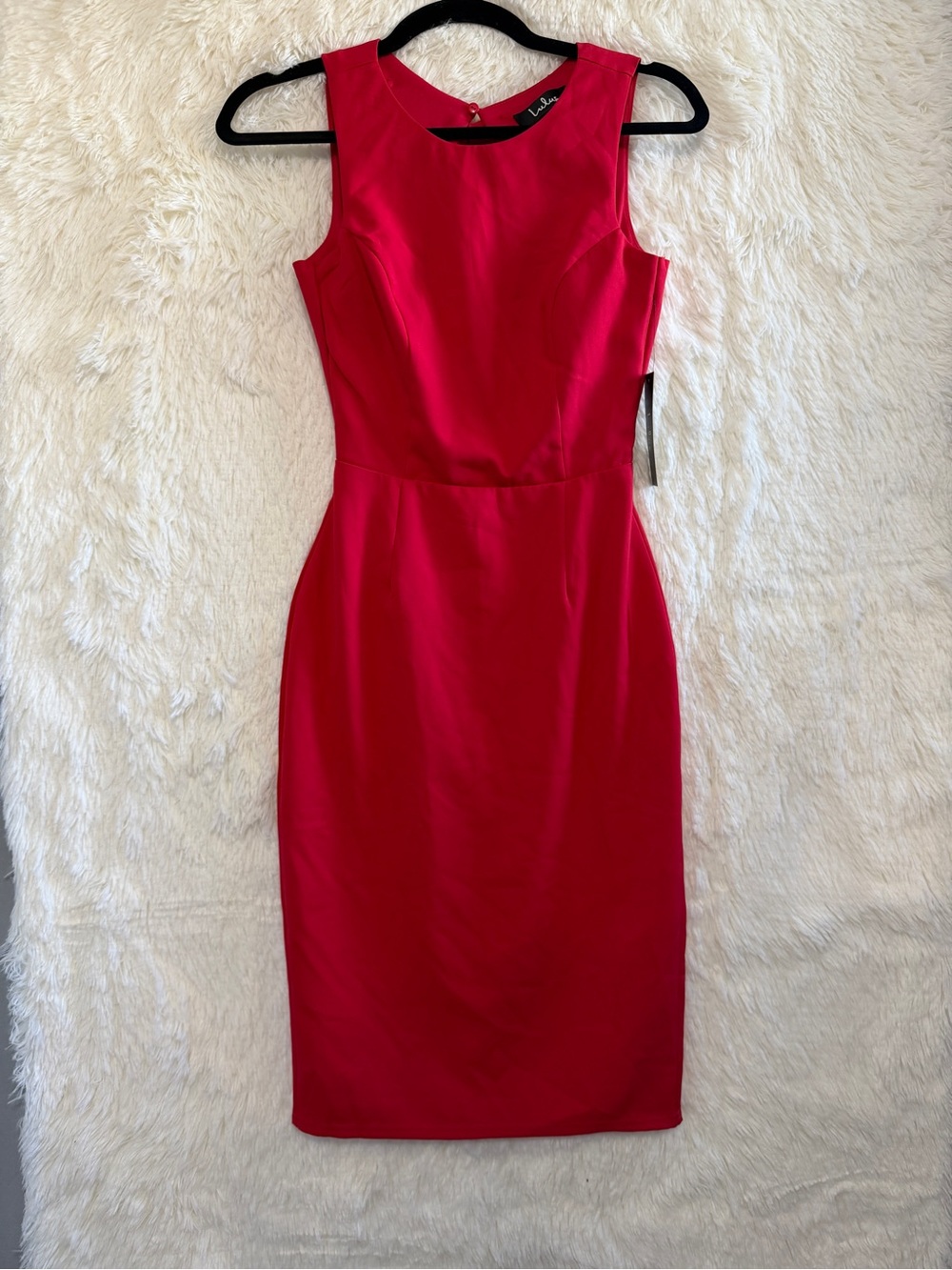 Lulu's Womens Sleeveless Open Back Midi Sheath Dress XS Red Christmas READ